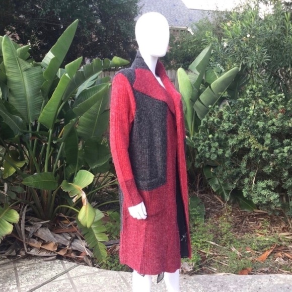 NWT Joseph A Long Open Ribbed Knit Sweater ColorBlock Cardigan - Picture 4 of 15